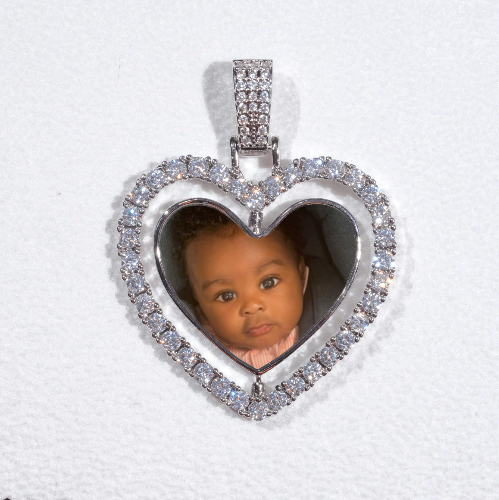 3D Spinning 2-Faced Heart Custom Picture Pendant