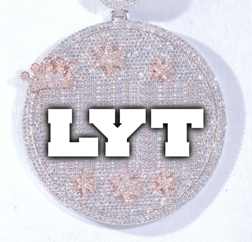CUSTOM LETTER NECKLACE 3D BIG CROWN DISC