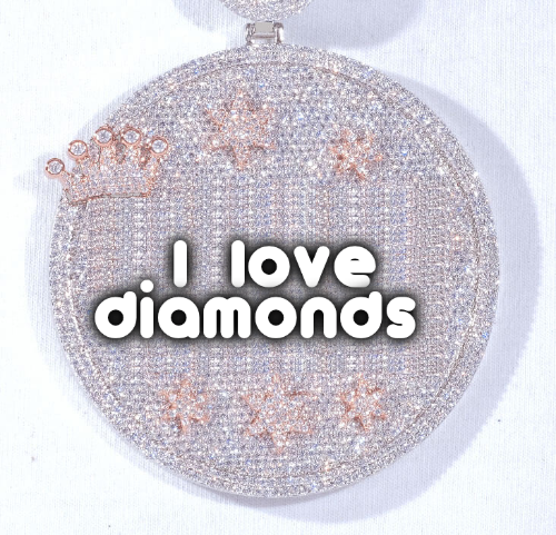 CUSTOM LETTER NECKLACE 3D BIG CROWN DISC