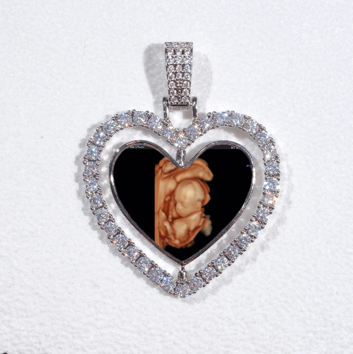 3D Spinning 2-Faced Heart Custom Picture Pendant