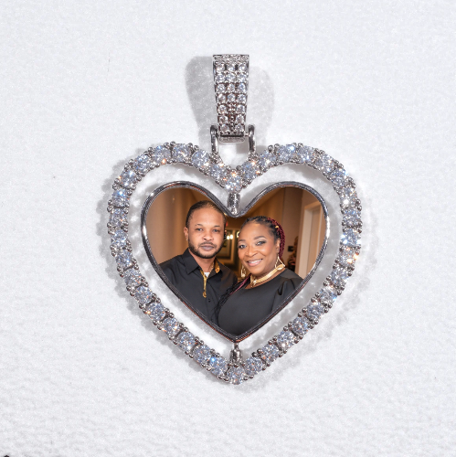 3D Spinning 2-Faced Heart Custom Picture Pendant