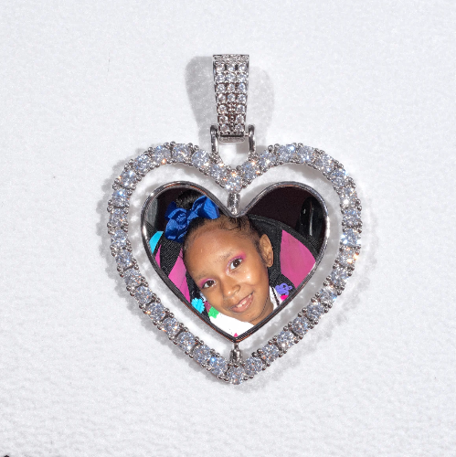 3D Spinning 2-Faced Heart Custom Picture Pendant