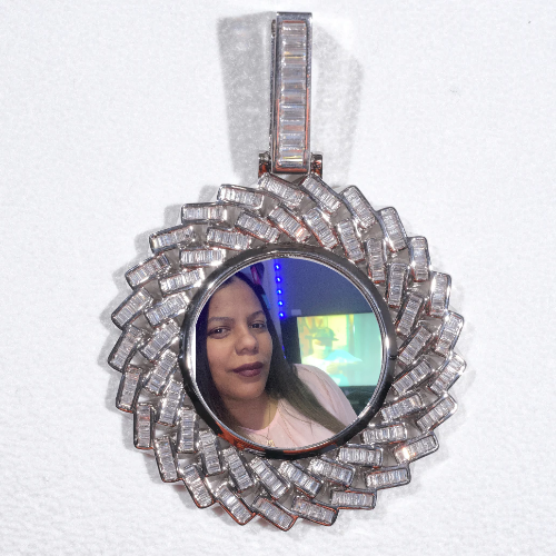 Large 3D Baguette Custom Picture Pendant