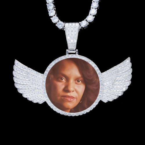 925S & VVS Moissanite 3D Wing Custom Picture Pendant
