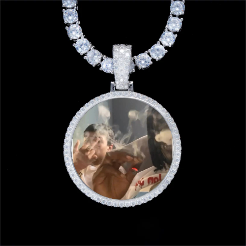 925S & VVS Moissanite 3D Circle Custom Picture Pendant