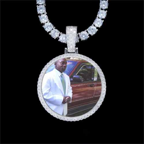 925S & VVS Moissanite 3D Circle Custom Picture Pendant