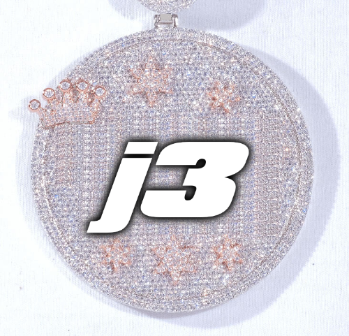 CUSTOM LETTER NECKLACE 3D BIG CROWN DISC