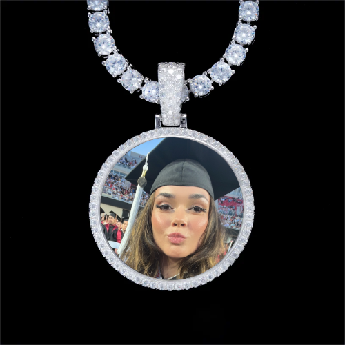 925S & VVS Moissanite 3D Circle Custom Picture Pendant