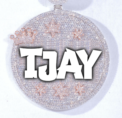 CUSTOM LETTER NECKLACE 3D BIG CROWN DISC