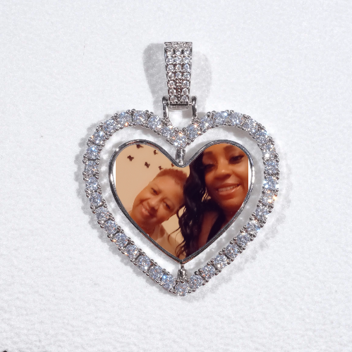 3D Spinning 2-Faced Heart Custom Picture Pendant
