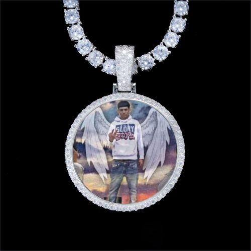 925S & VVS Moissanite 3D Circle Custom Picture Pendant