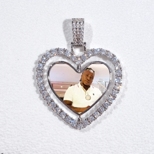 3D Spinning 2-Faced Heart Custom Picture Pendant