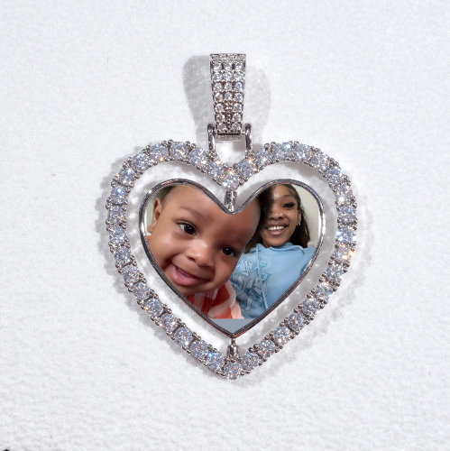 3D Spinning 2-Faced Heart Custom Picture Pendant