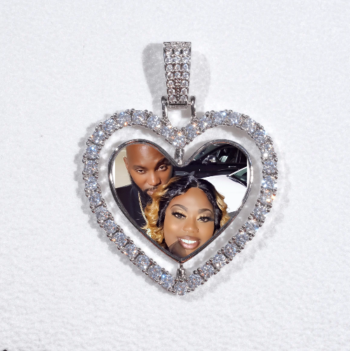 3D Spinning 2-Faced Heart Custom Picture Pendant