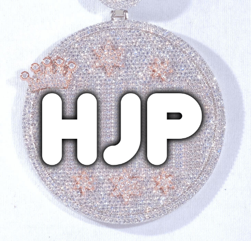 CUSTOM LETTER NECKLACE 3D BIG CROWN DISC