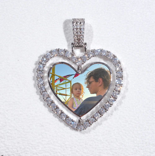 3D Spinning 2-Faced Heart Custom Picture Pendant