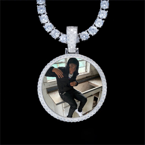 925S & VVS Moissanite 3D Circle Custom Picture Pendant