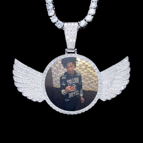 925S & VVS Moissanite 3D Wing Custom Picture Pendant