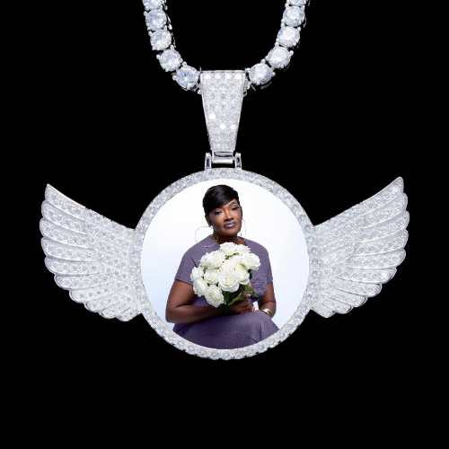 925S & VVS Moissanite 3D Wing Custom Picture Pendant