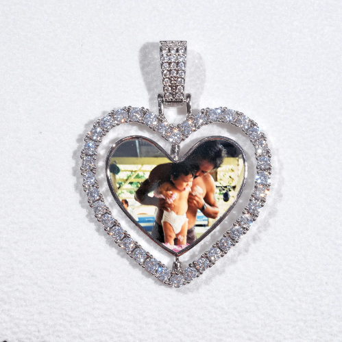 3D Spinning 2-Faced Heart Custom Picture Pendant