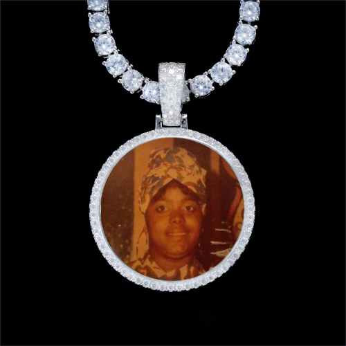 925S & VVS Moissanite 3D Circle Custom Picture Pendant