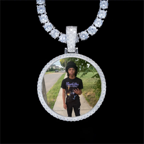 925S & VVS Moissanite 3D Circle Custom Picture Pendant