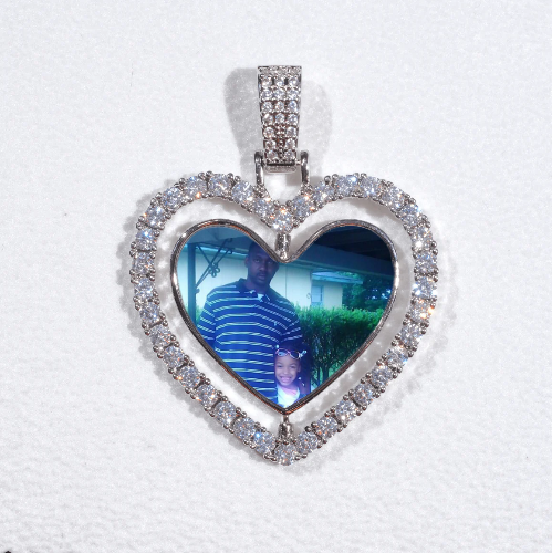 3D Spinning 2-Faced Heart Custom Picture Pendant