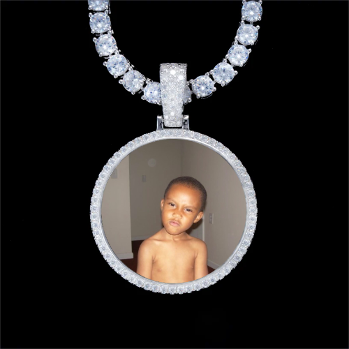 925S & VVS Moissanite 3D Circle Custom Picture Pendant