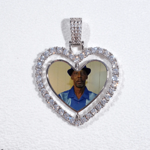 3D Spinning 2-Faced Heart Custom Picture Pendant