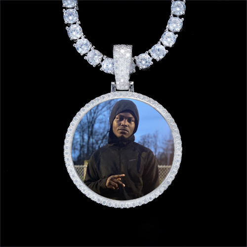 925S & VVS Moissanite 3D Circle Custom Picture Pendant
