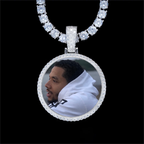 925S & VVS Moissanite 3D Circle Custom Picture Pendant
