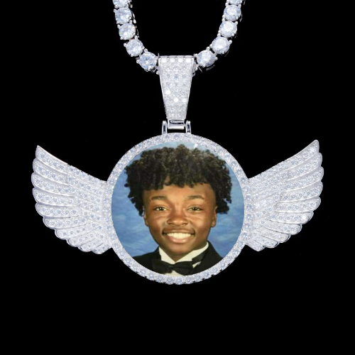 925S & VVS Moissanite 3D Wing Custom Picture Pendant