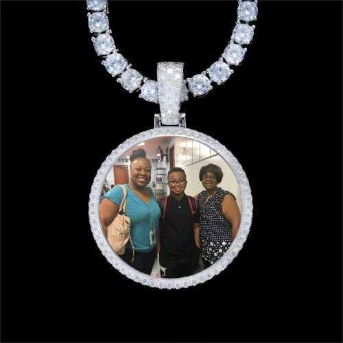 925S & VVS Moissanite 3D Circle Custom Picture Pendant