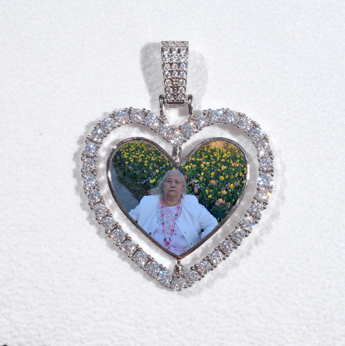 3D Spinning 2-Faced Heart Custom Picture Pendant