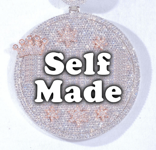 CUSTOM LETTER NECKLACE 3D BIG CROWN DISC