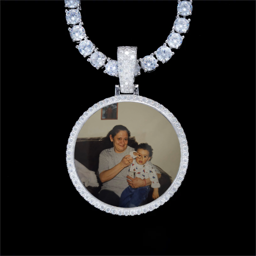 925S & VVS Moissanite 3D Circle Custom Picture Pendant