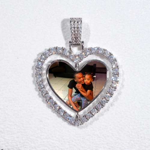 3D Spinning 2-Faced Heart Custom Picture Pendant