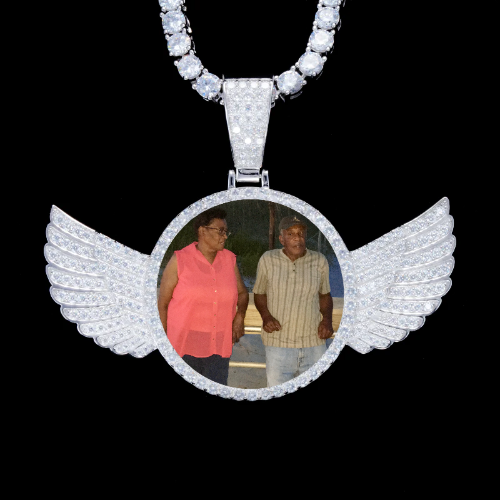 925S & VVS Moissanite 3D Wing Custom Picture Pendant