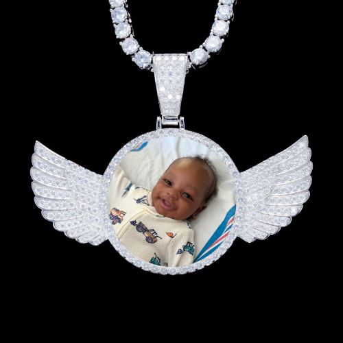925S & VVS Moissanite 3D Wing Custom Picture Pendant