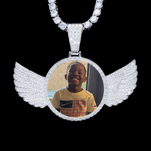 925S & VVS Moissanite 3D Wing Custom Picture Pendant