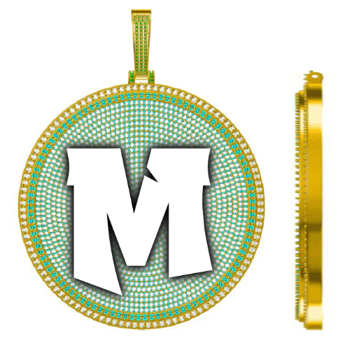 CUSTOM LETTER NECKLACE 3D BIG DISC