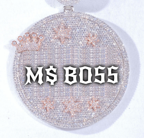 CUSTOM LETTER NECKLACE 3D BIG CROWN DISC