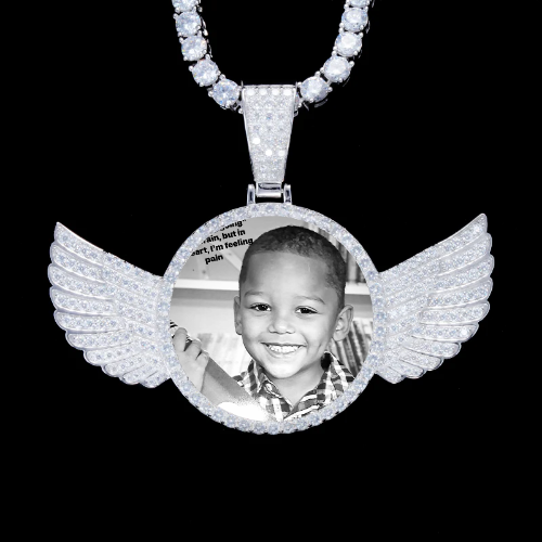 925S & VVS Moissanite 3D Wing Custom Picture Pendant