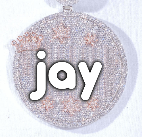 CUSTOM LETTER NECKLACE 3D BIG CROWN DISC