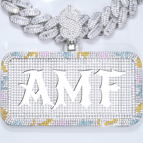 CUSTOM LETTER NECKLACE 3D COLORFUL SQUARE