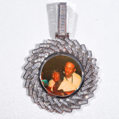 Large 3D Baguette Custom Picture Pendant