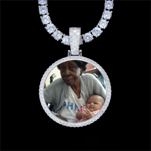 925S & VVS Moissanite 3D Circle Custom Picture Pendant