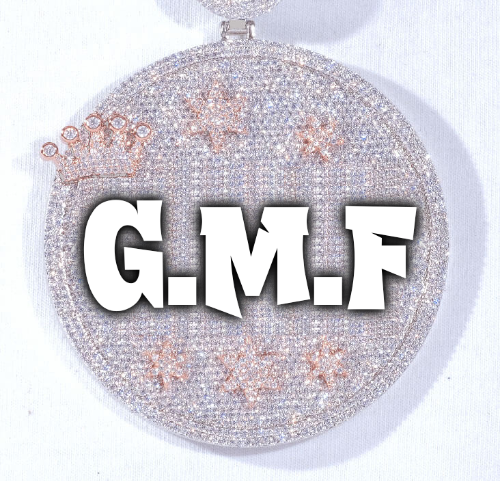 CUSTOM LETTER NECKLACE 3D BIG CROWN DISC