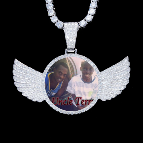 925S & VVS Moissanite 3D Wing Custom Picture Pendant
