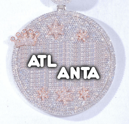 CUSTOM LETTER NECKLACE 3D BIG CROWN DISC